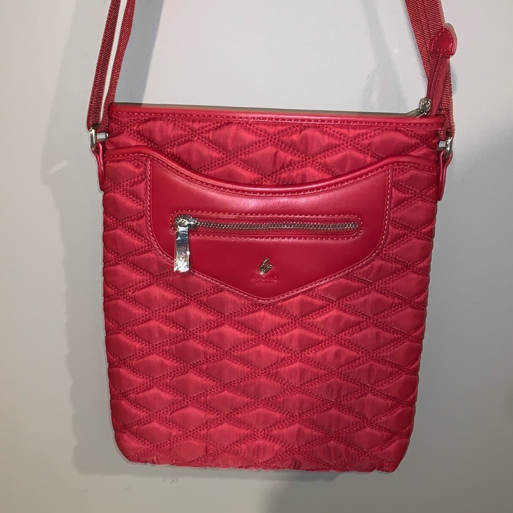 KNOMO London Red Quilted Cross Body Bag